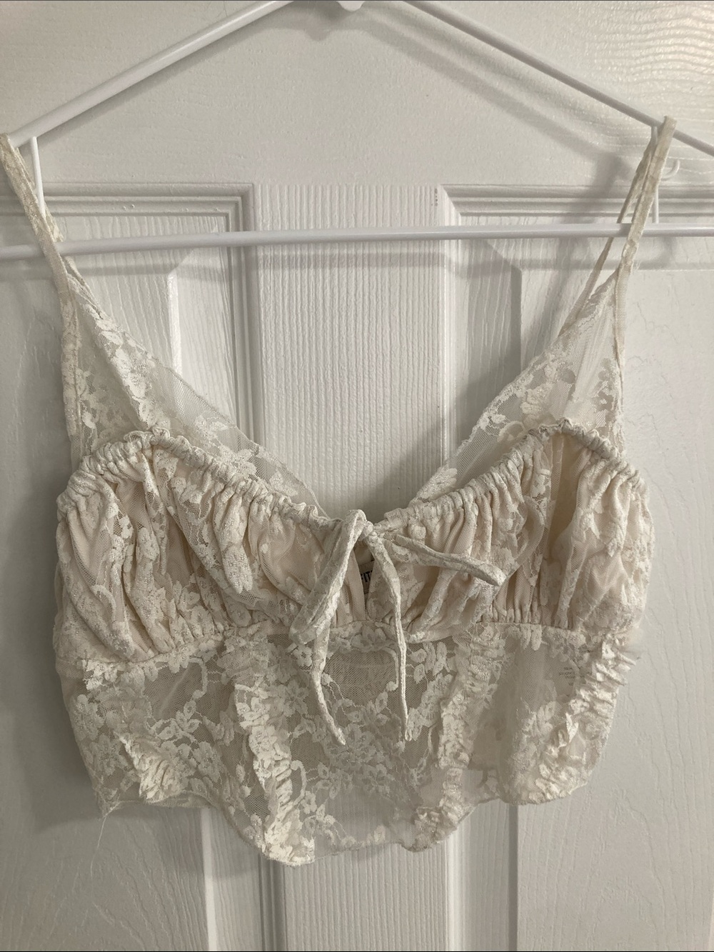 Urban Outfitters Cream Lace Cropped Cami